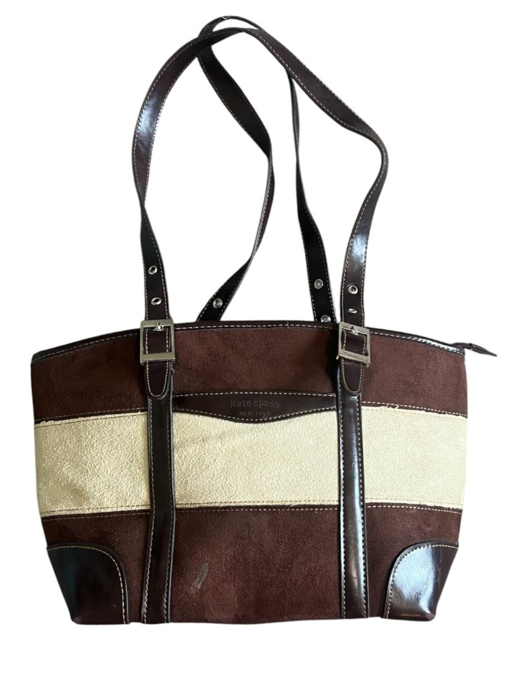Vintage Kate Spade New York Colorblock Suede Tote — AS-IS